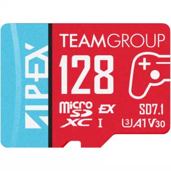 Scheda microSDXC Team Group APEX SD7.1 128 GB (MicroSD Express, rosso/blu)