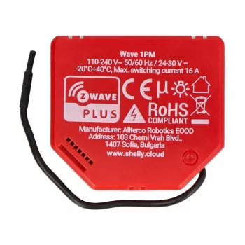 Interruttore intelligente Shelly W 1PM plastica 16A 110–240V, Z-Wave, 868,4 MHz, rosso, 42×37×16 mm