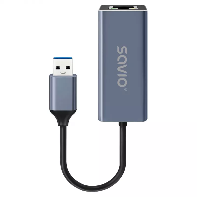 Adattatore di interfaccia di rete SAVIO AK-83 USB Type-A a RJ-45 connettore maschio, 5 Gbit/s, nero