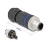Connettore M12 DeLOCK codifica A 8 poli connettore maschio connessione a vite