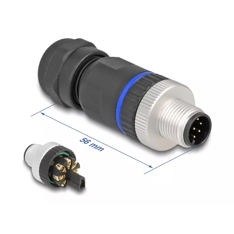 Connettore M12 DeLOCK codifica A 8 poli connettore maschio connessione a vite