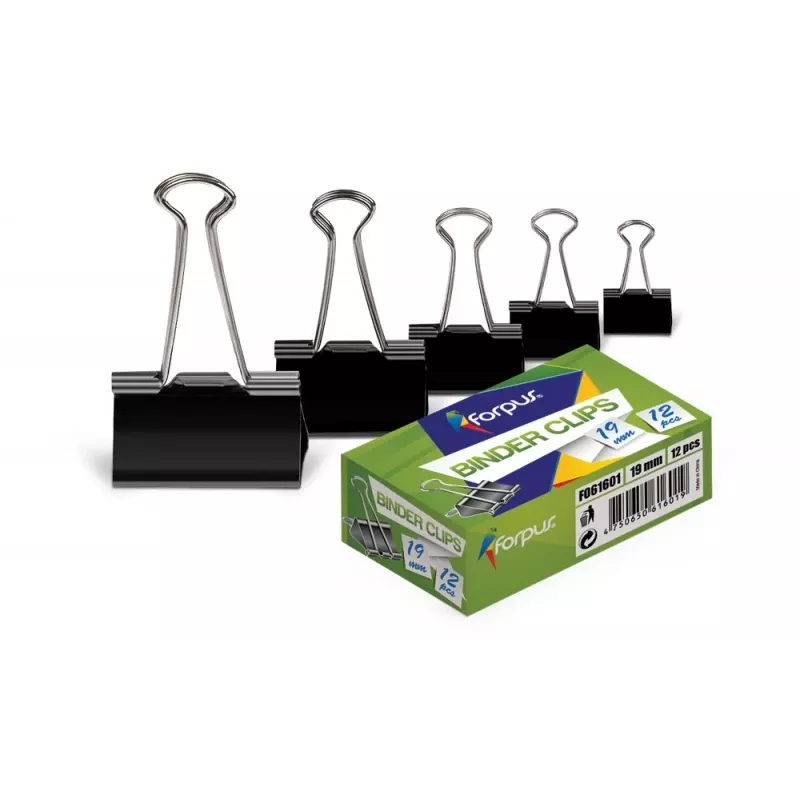 Clip Forpus, 19 mm, nero, 12 pezzi