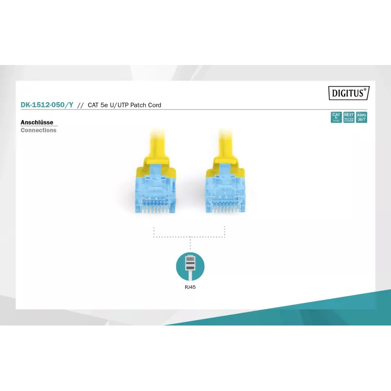 Cavo patch Digitus CAT 5e U/UTP DK-1512-050/Y 5 m giallo