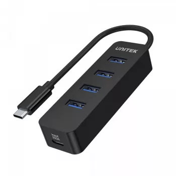 Hub USB Unitek uHUB Q4 – hub 4 porte USB 3.2 Gen 1 (Type-A), host USB-C, 5 Gbit/s, 10 W, nero