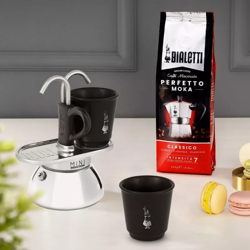 Set moka Bialetti Mini Express Induction 7310, 2 tazze con 2 bicchieri