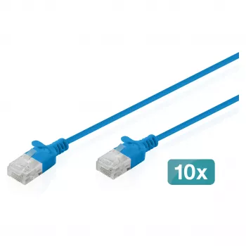 Cavo patch DIGITUS CAT6 U-UTP sottile, 2 m, blu — confezione da 10