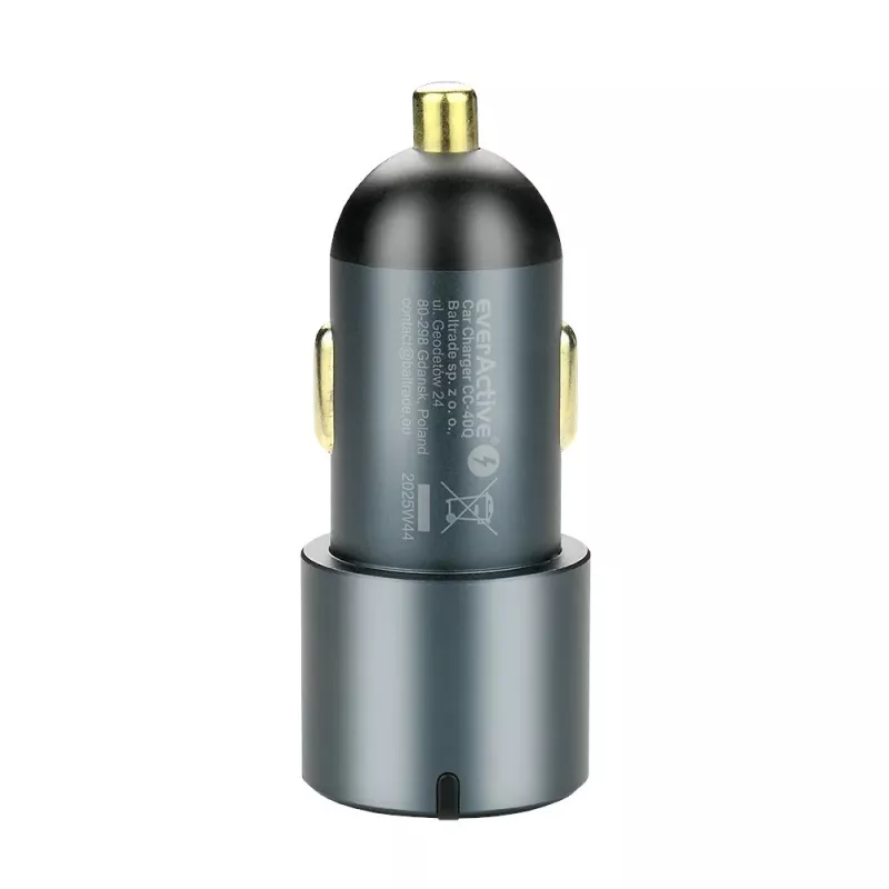 Caricabatterie da auto everActive CC-40Q QC3.0 60W, adattatore auto USB per ricaricare dispositivi mobili