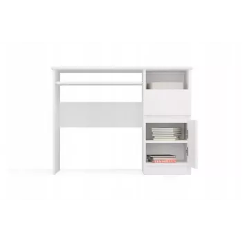 Scrivania top e shop PORTO scrivania destra bianco, piano rettangolare in truciolare 985×510×755 mm, 1 cassetto, vassoio per tastiera