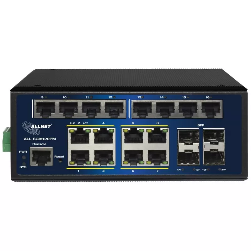 Switch PoE+ industriale ALLNET ALL-SGI8120PM 20+4 porte 10/100/1000 Mbps