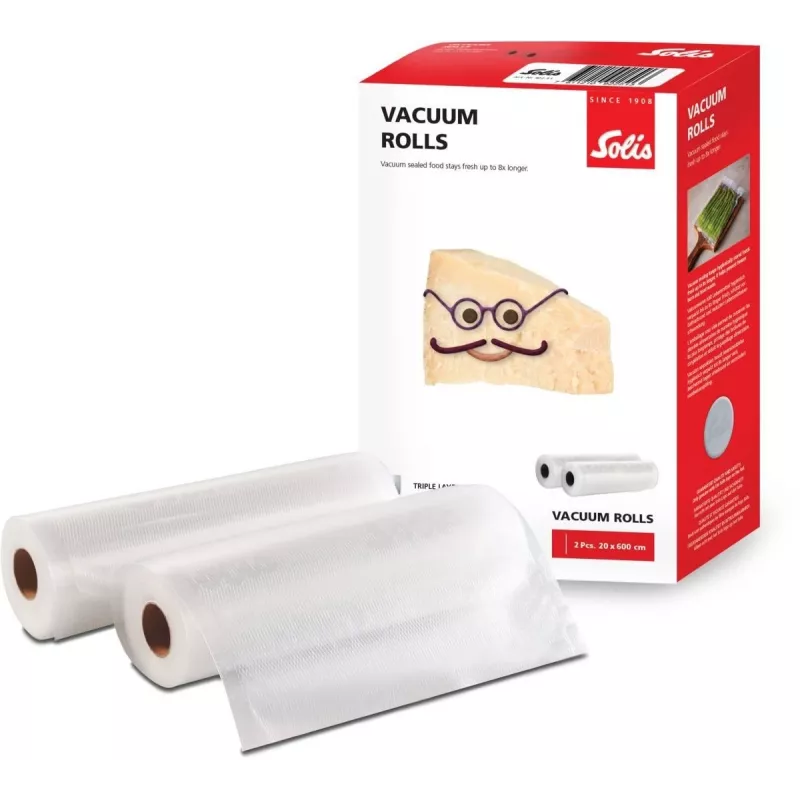 Solis Vac Rolls rotoli per sigillatrice sottovuoto 20 x 600 cm, 2 rotoli