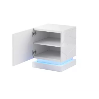 Set comodini cama meble QIU, 2 pz., MDF, bianco lucido, 46×41,5×53 cm