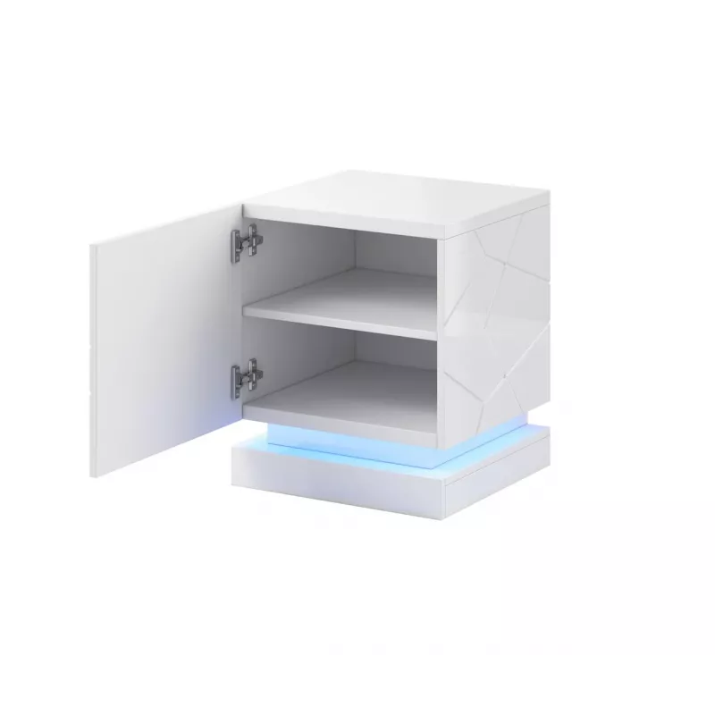 Set comodini cama meble QIU, 2 pz., MDF, bianco lucido, 46×41,5×53 cm