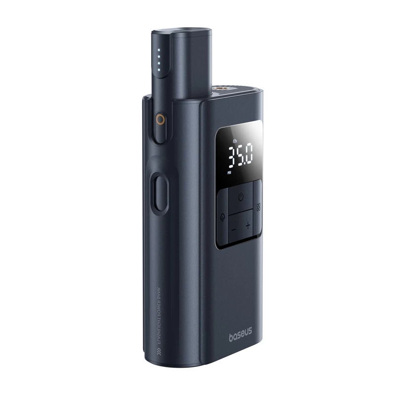 Baseus PrimeTrip VA1 compressore portatile per pneumatici, 75 W, 2 in 1 con torcia e power bank da 6000 mAh, nero