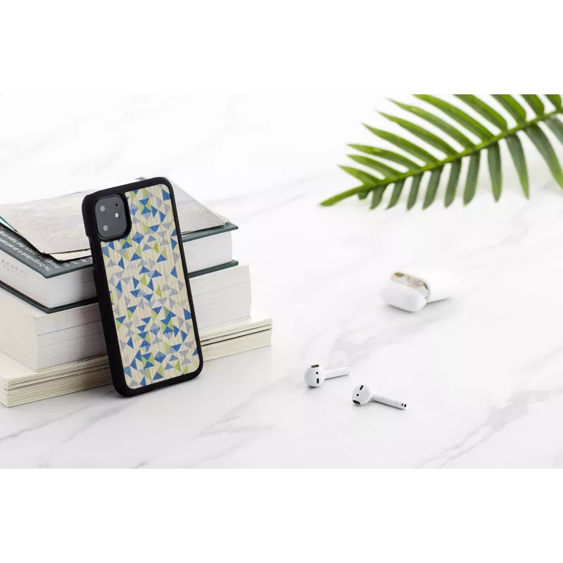 Custodia per cellulare man and wood per iPhone 11 — triangolo blu su nero, guscio rigido protettivo