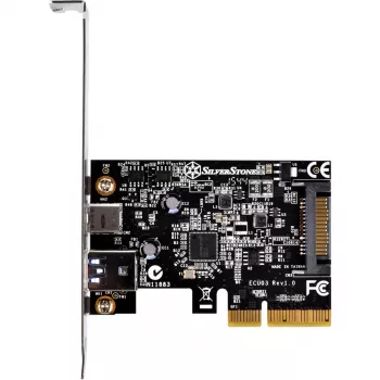 SilverStone ECU03 - adattatore USB - PCIe 2.0 x2 Low Profile - USB-C 3.1 x 1 + USB-C x 1 (SST-ECU03)
