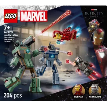 Giocattolo da costruzione LEGO Marvel Super Heroes Iron Man War Machine Set 76320, 204 pezzi, 2 minifigure, altezza 100 mm