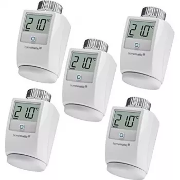 Termostato per termosifone eQ-3 Homematic IP HKT set da 5 — set di valvole termostatiche smart, 5 pezzi