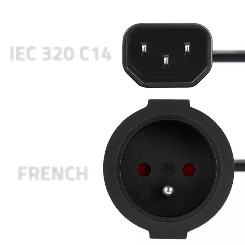 Adattatore di rete QOLTEC IEC 320 C14 a spina francese, cavo 0,15 m