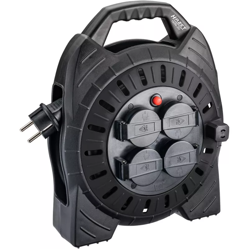 Avvolgicavo Hazet 161N-3D, 10,00 m cavo, nero, prolunga elettrica portatile