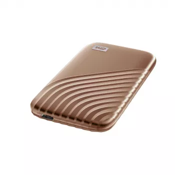 WD My Passport WDBAGF0020BGD - SSD - crittografato - 2 TB - esterno (portatile) - USB 3.2 Gen 2 (connettore USB-C) - AES a 256 bit - oro