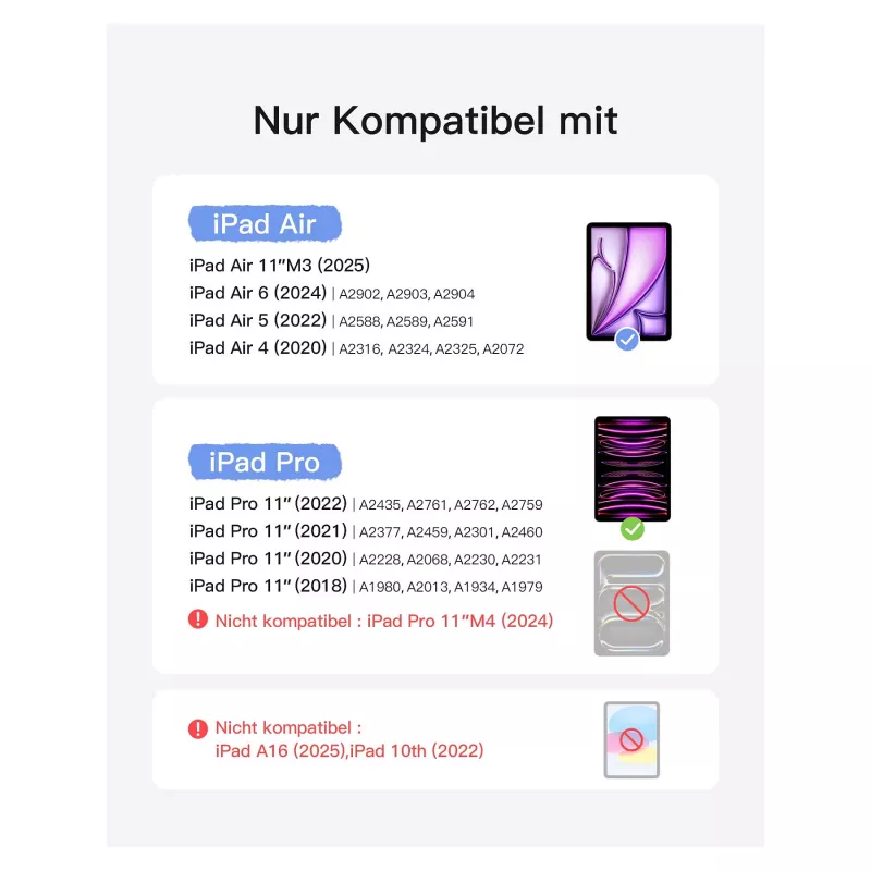 Tastiera inateck iPad 11 iPad Air 4ª/5ª gen. compatibile QWERTZ viola