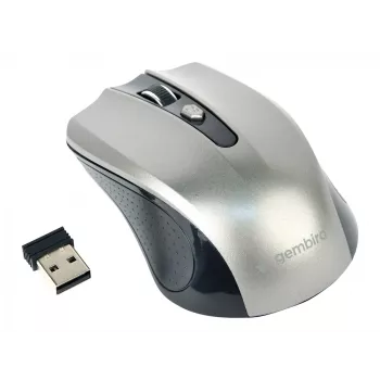 Mouse wireless GEMBIRD MUSW-4B-04-BG — per destrorsi, ottico 1600 DPI, 4 tasti, RF Wireless, nero/grigio