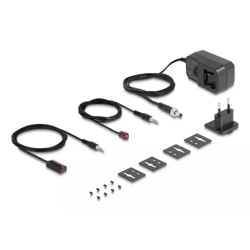 Set trasmettitore e ricevitore AV DELOCK 65955 — extender HDMI Cat6/Cat6a, fino a 3840×2160, con filo, alimentazione Micro-USB-B