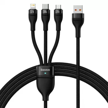 Cavo USB Baseus SUP0003351 1,2 m USB A USB C/Micro USB-A/Lightning nero