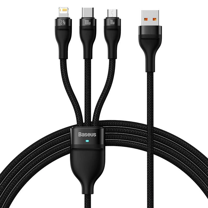 Cavo USB Baseus SUP0003351 1,2 m USB A USB C/Micro USB-A/Lightning nero