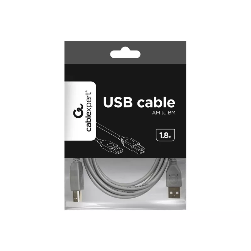 Cavo USB 2.0 connettore maschio A a connettore maschio B, 1,8 m, grigio