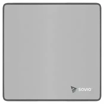 Tappetino per mouse gaming SAVIO Turbo Dynamic S — grigio, 250×250 mm, spessore 2 mm, bordi cuciti, base in gomma antiscivolo