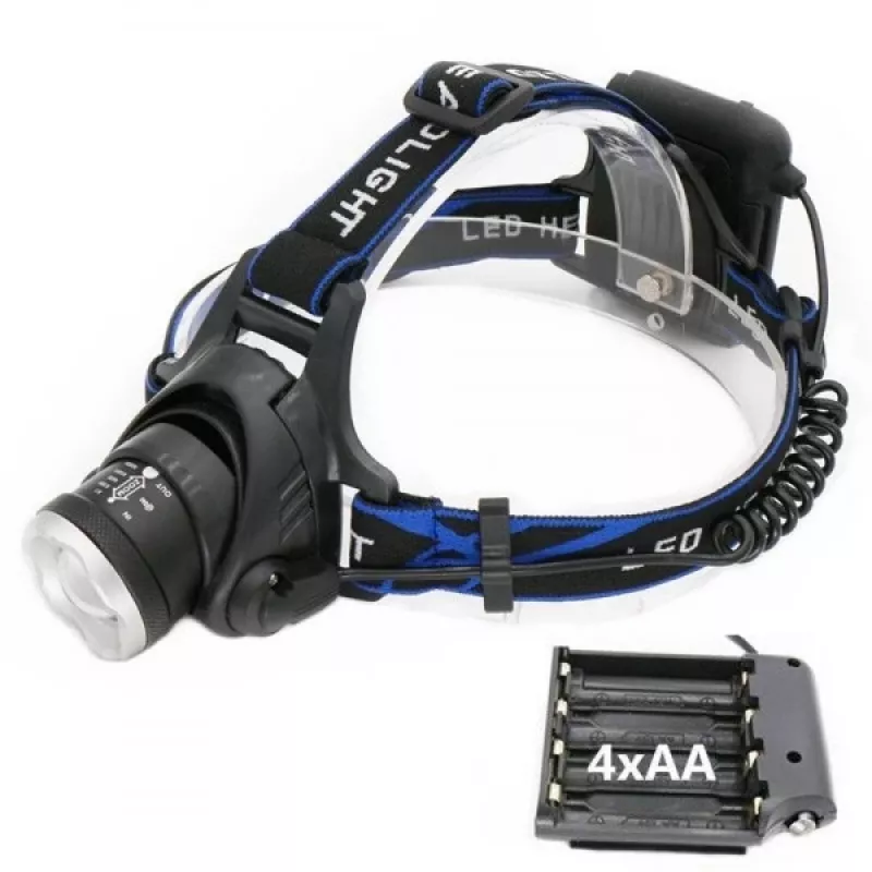 Lampada frontale ESPERANZA EOT005 — LED Cree T6, 3W, 600 lm, AA x2, corpo in alluminio, impermeabile, resistente agli urti, fascia regolabile