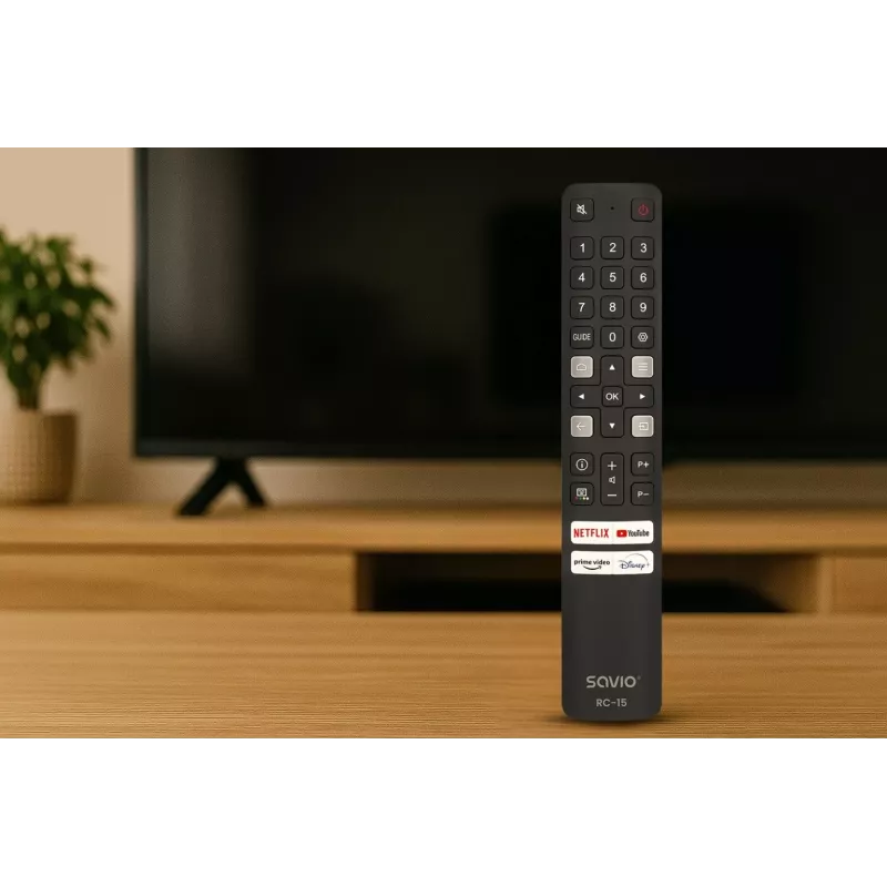 Telecomando universale SAVIO RC-15 per TCL SMART TV, IR wireless, nero, portata 10 m