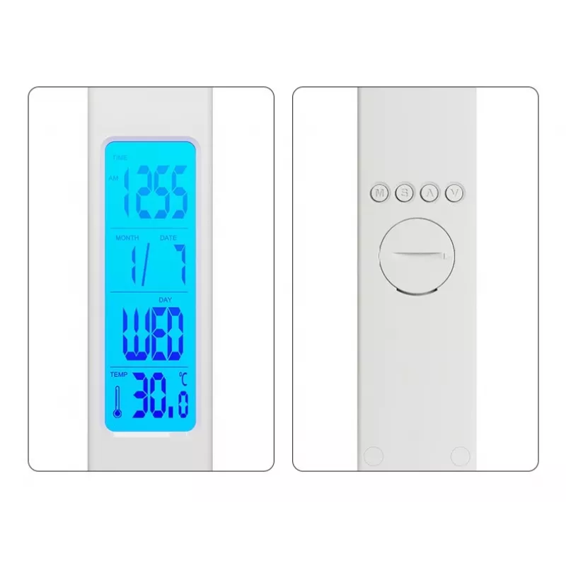 Media-Tech MT222 Leditou lampada da scrivania LED con caricatore wireless Qi da 15 W, orologio, sveglia, termometro, bianca