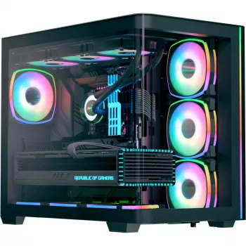 Case per PC tower AEROCOOL P500C EVO-G-BK-v1 con 2 pannelli laterali in vetro temperato, nero