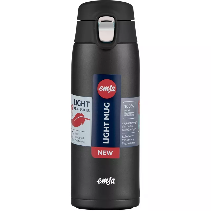 Tazza da viaggio EMSA N2151700 0,4 L, nero opaco, chiusura flip