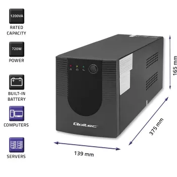 Gruppo di continuità UPS Qoltec 53775 1,2 kVA 720 W 4 prese AC
