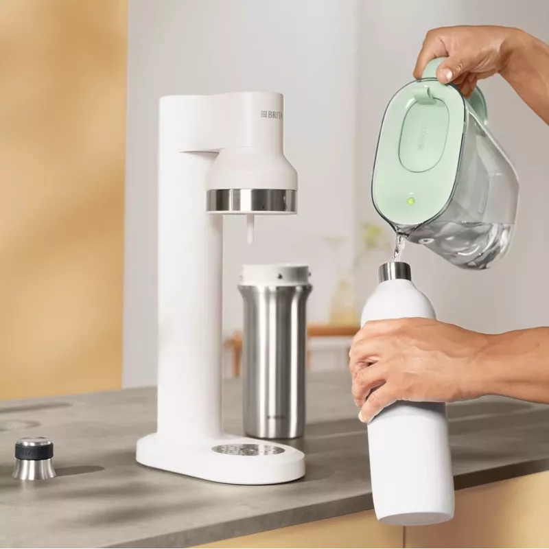 Brita sodaTRIO 1046735 bottiglia per gasatore, acciaio inossidabile, 1 l, bianca