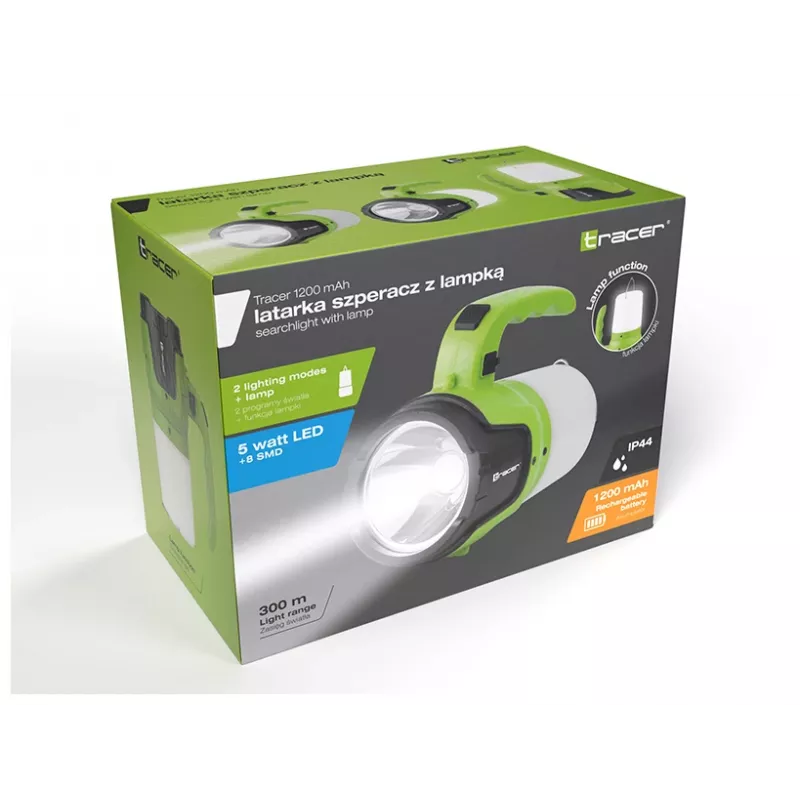 Torcia TRACER TRAOSW46895 con batteria ricaricabile 1200mAh, faretto portatile