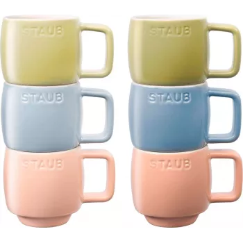 Set di 6 tazze in ceramica Staub multicolore 100 ml - set di tazze da tè/espresso da 6 pezzi