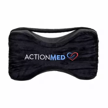 Cuscino ortopedico per ginocchia ActionMed PO500AM — supporto sagomato per l'allineamento della gamba, federa lavabile, nero