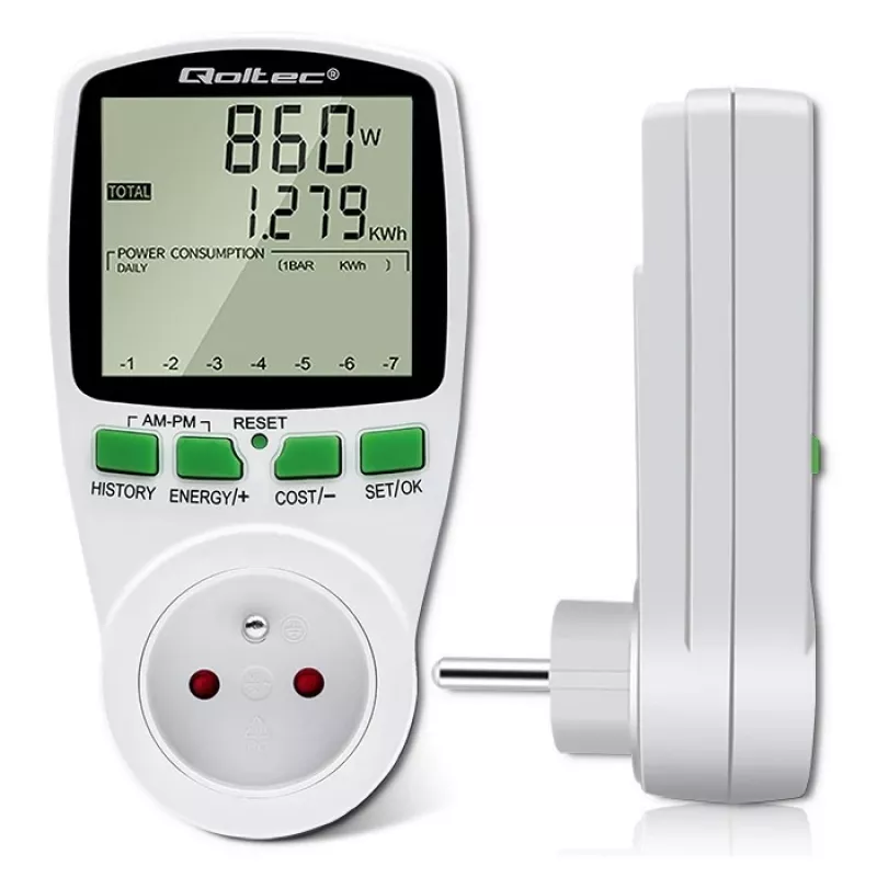 Misuratore di potenza QOLTEC PM0627 3680W con storico — QOLTEC PM0627 3680W