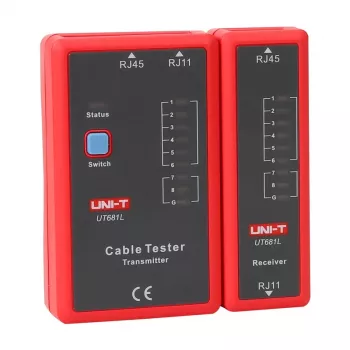 Tester per cavi di rete Unit UT681L per connettori RJ45 e RJ11, verifica di continuità e cablaggio