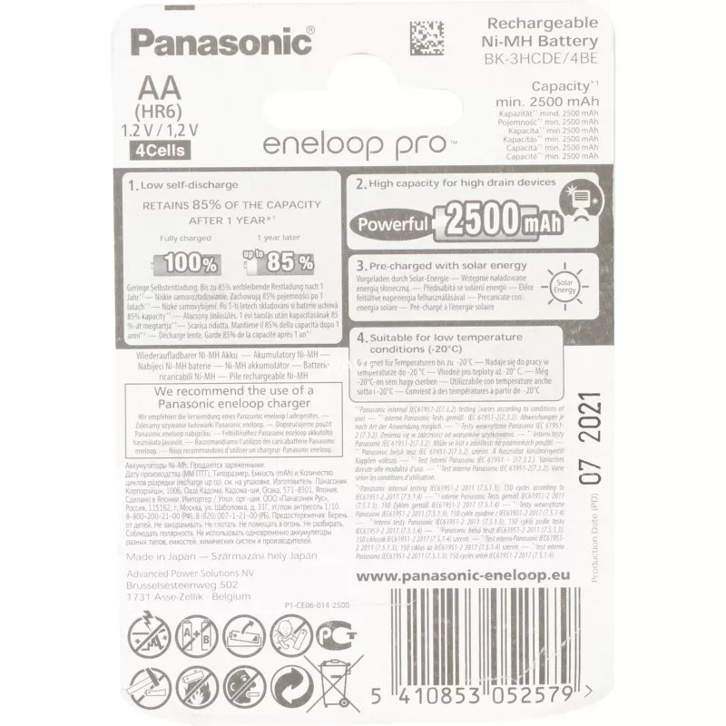 Batteria ricaricabile AA Panasonic BK-3HCCE/4BE NiMH 1,2 V 4 pezzi