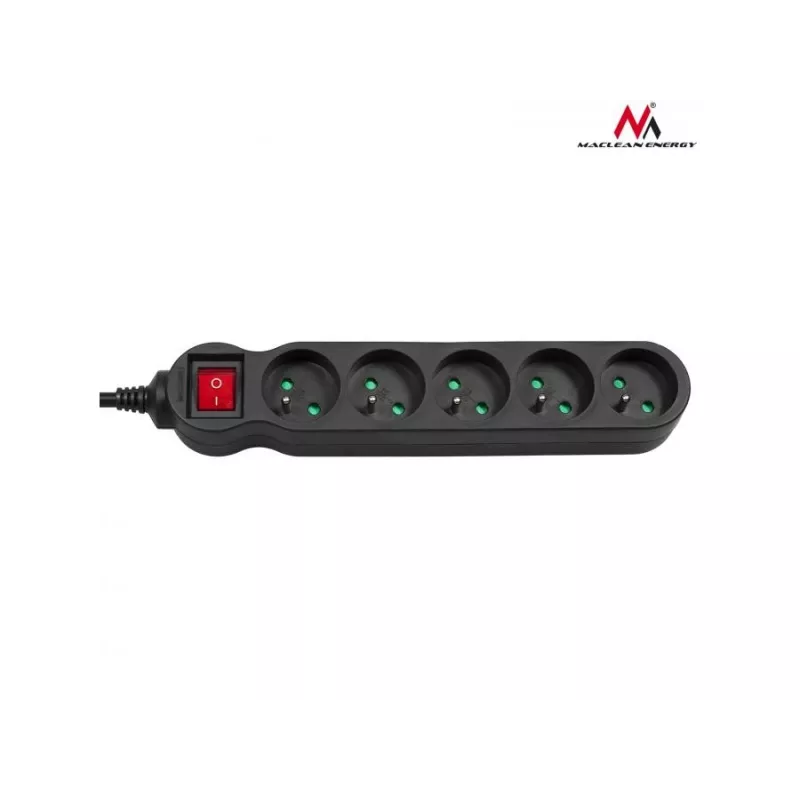 Prolunga elettrica MACLEAN MCE183 — cavo 1,4 m, 5 prese AC Type F, per interni, 2300 W