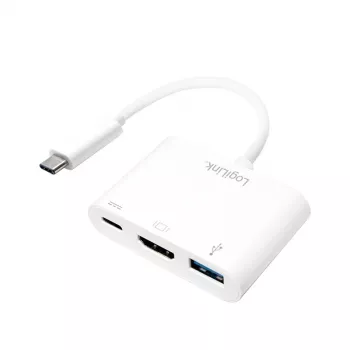 LogiLink 0,14 m 2xUSB-C HDMI USB-A bianco