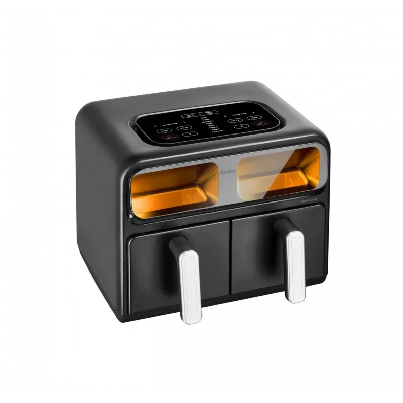 Amica AFM 7020 friggitrice ad aria doppia, 8 l, 2400 W, nera