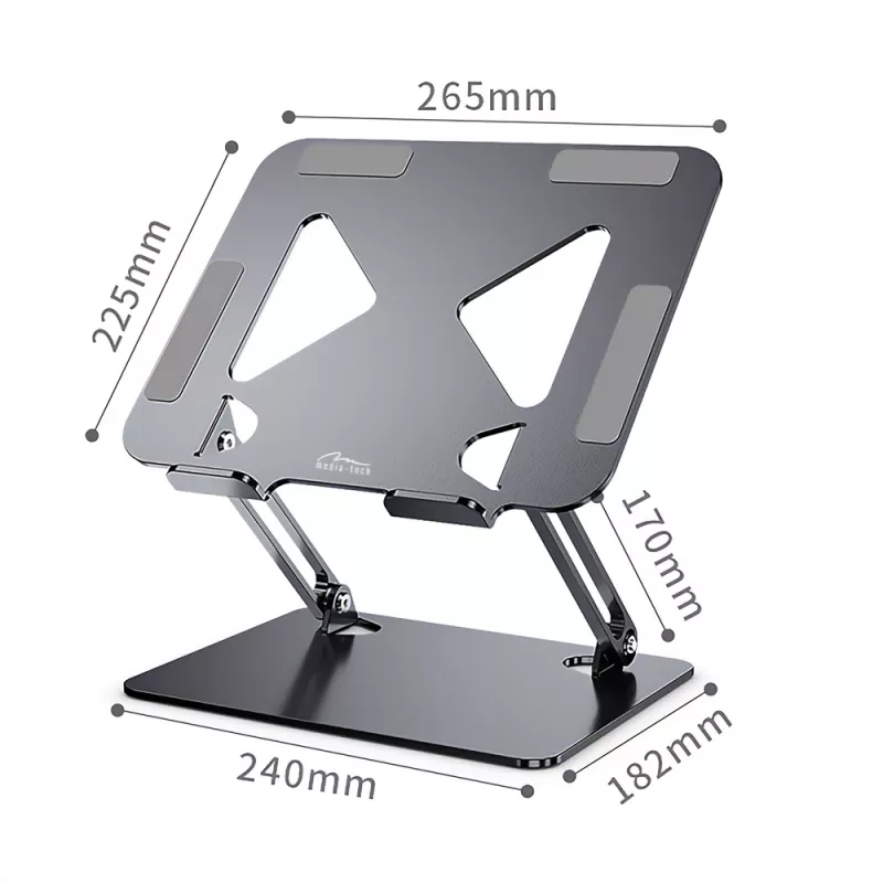 Supporto per laptop MEDIA-TECH MT2661 — regolabile in altezza, design pieghevole in alluminio per notebook fino a 17