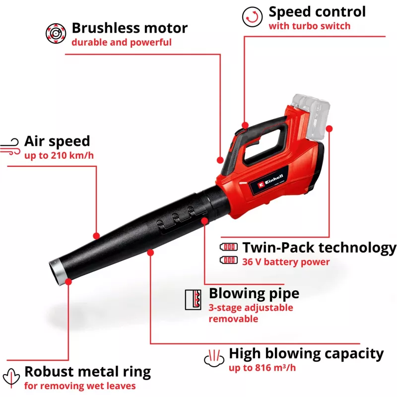 Soffiatore per foglie a mano Einhell GE-LB 36/210 Li E-Solo