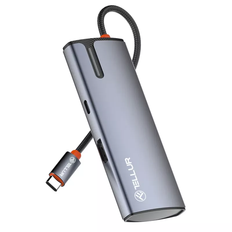 Hub USB-C Tellur TLL321061 con PD 3.0 100W, uscita HDMI e 3× porte USB 3.0